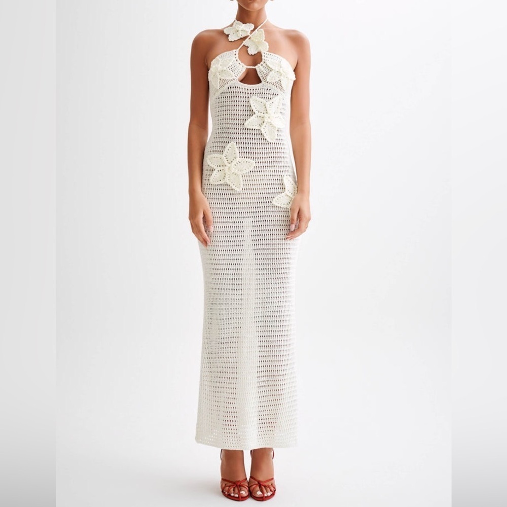 NWT Meshki Kayla Floral Crochet Maxi Dress medium - Picture 3 of 14